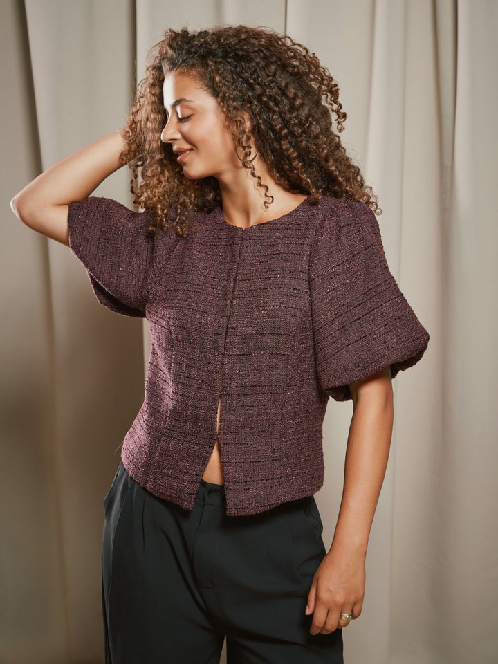 Neo Noir - Anela Boucle Glitz Blouse 170360 - 682 - Wine