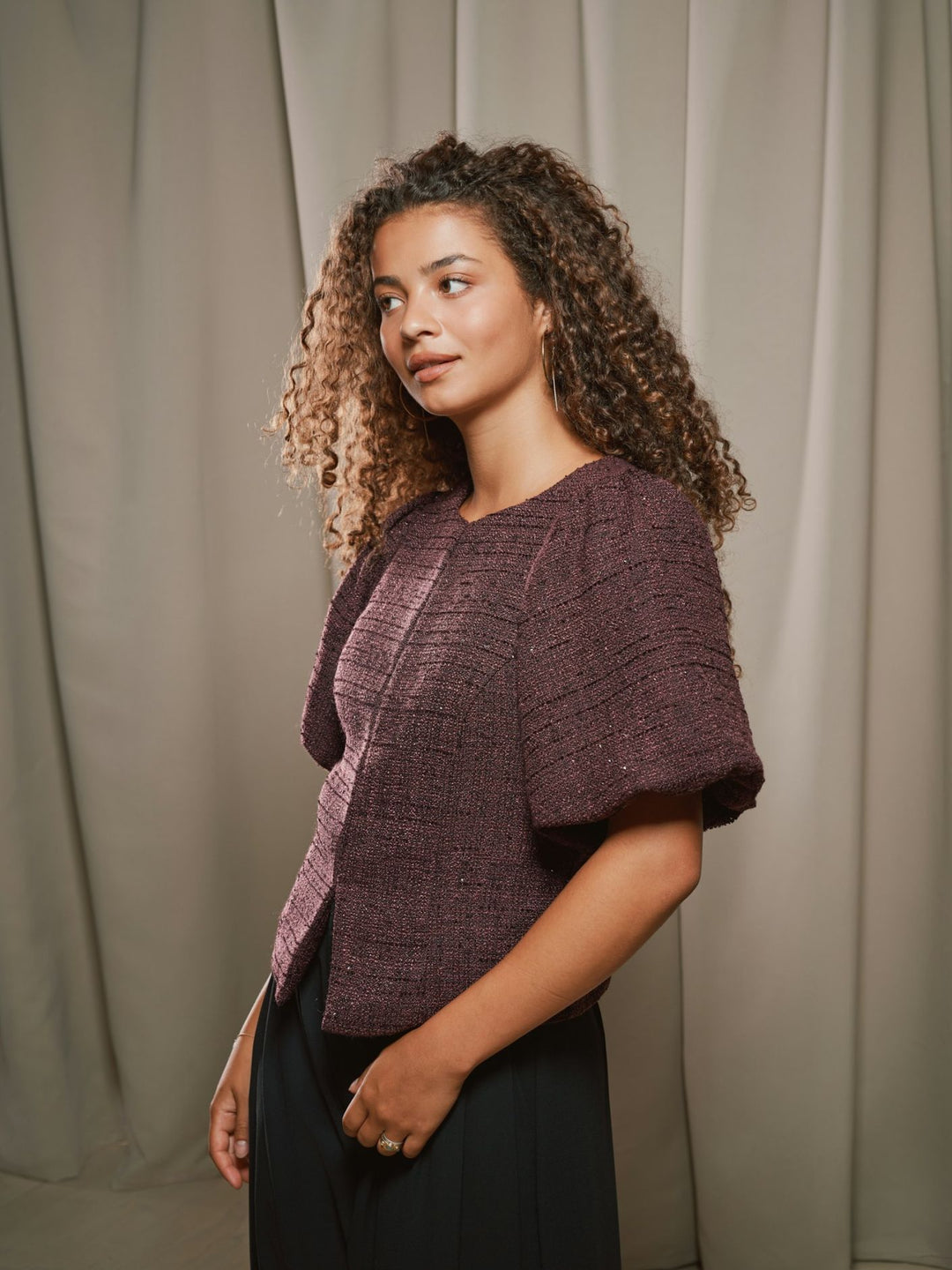 Neo Noir - Anela Boucle Glitz Blouse 170360 - 682 - Wine