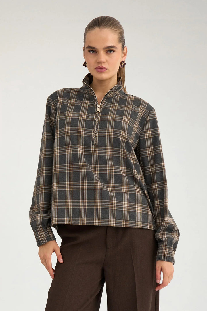 NüMph - Nukamala Zip Shirt 707524052600 - Dark Grey Melange