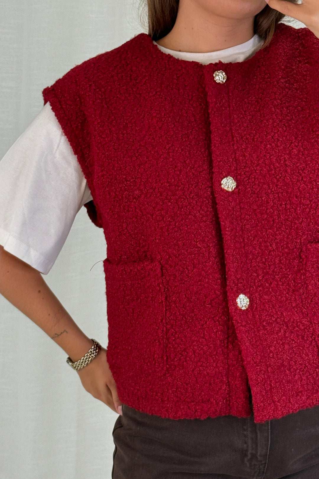 A-bee - Aurora Vest - Burgundy Veste 