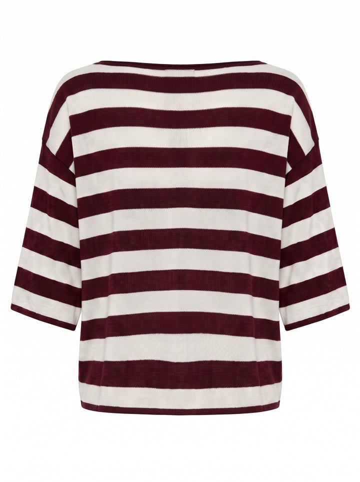 A-Bee - Ivy 70125 - Burgundy / Off-White Stripe T-shirts 
