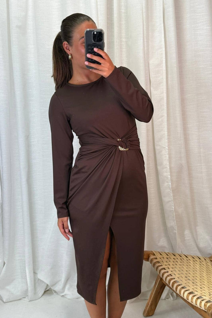 A-bee - Odette Dress - Dark Brown Kjoler 