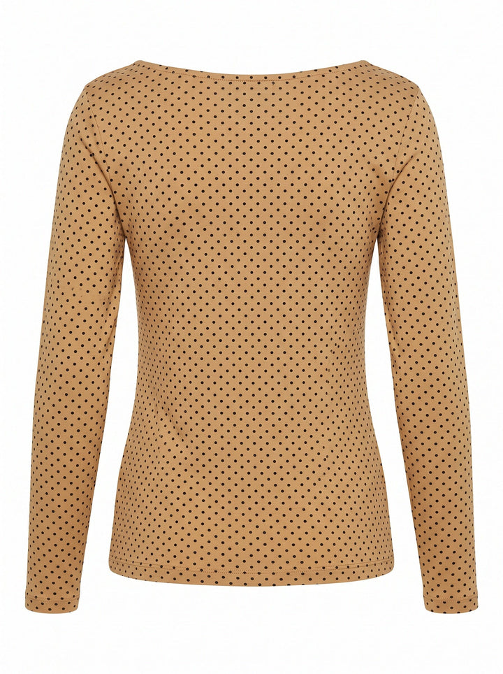 A-Bee - Poppy 97201 - Beige With Black Polka Dot Bluser 