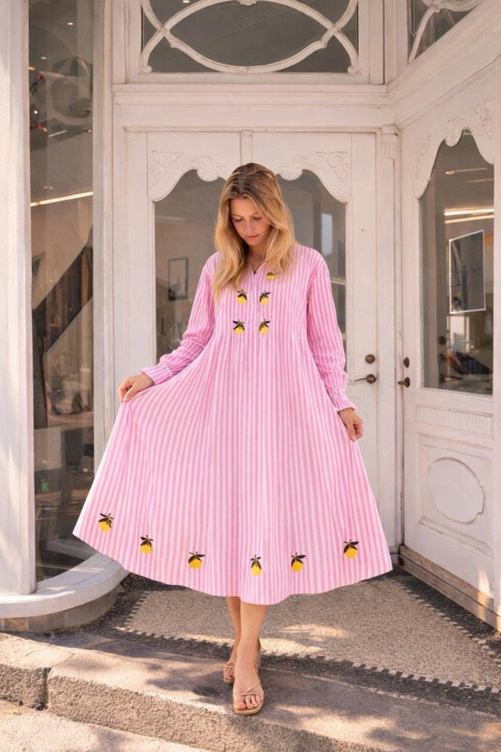 A-View - Alize Dress AV8094 - 107 - Rose/Yellow Kjoler 