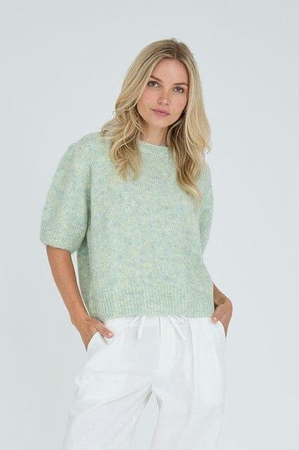 A-View - Inge S/S Knit Pullover AV7076 - 108 - Pale Mint Strikbluser 