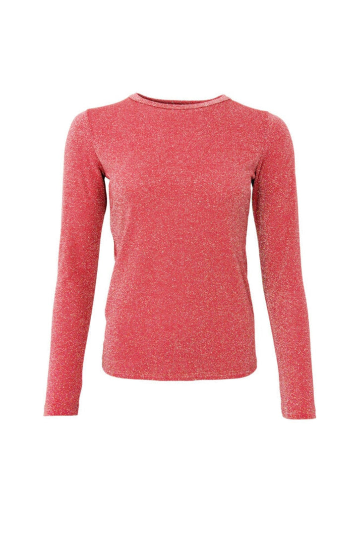 Black Colour - Bcfaye Lurex Blouse 3739 - Shirts - Coral Red Bluser 