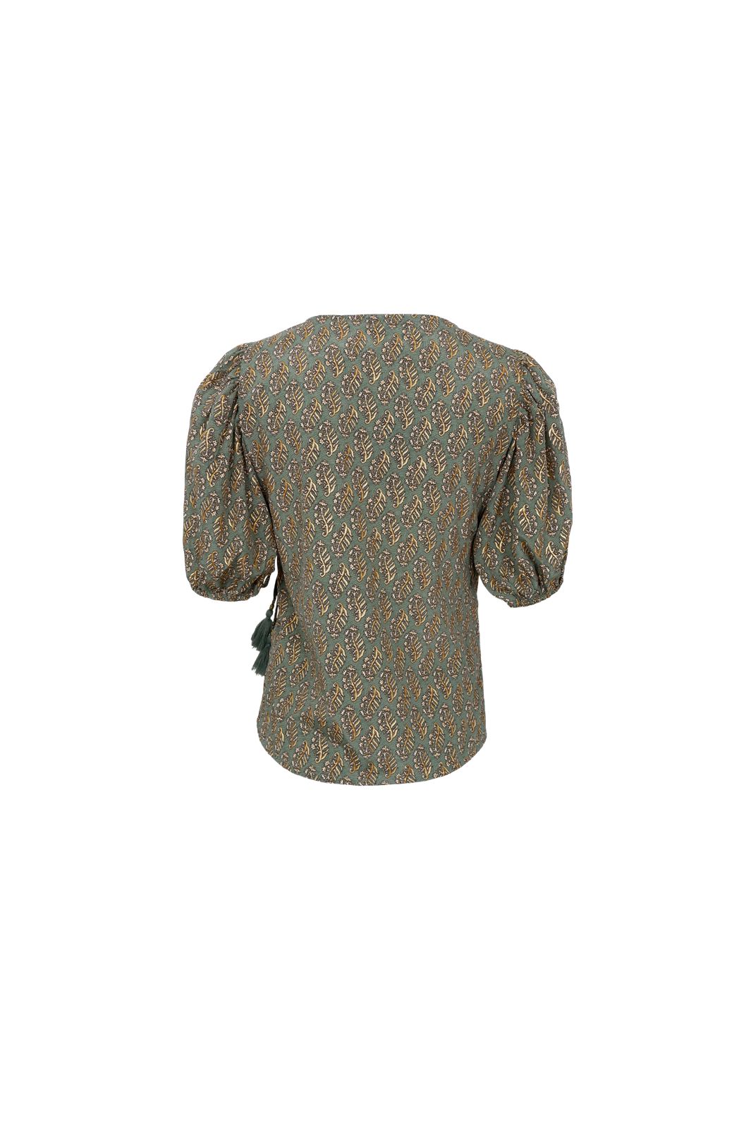 Black Colour - Bcluna Puff Sleeve Wrap Blouse 39175 - Olive Mist
