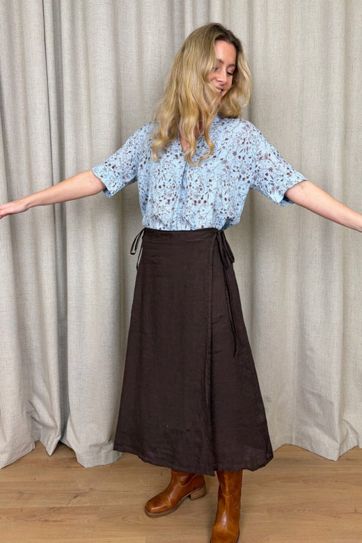 Black Colour - Bcmelina Ss Linen Blouse 40842 - Floral