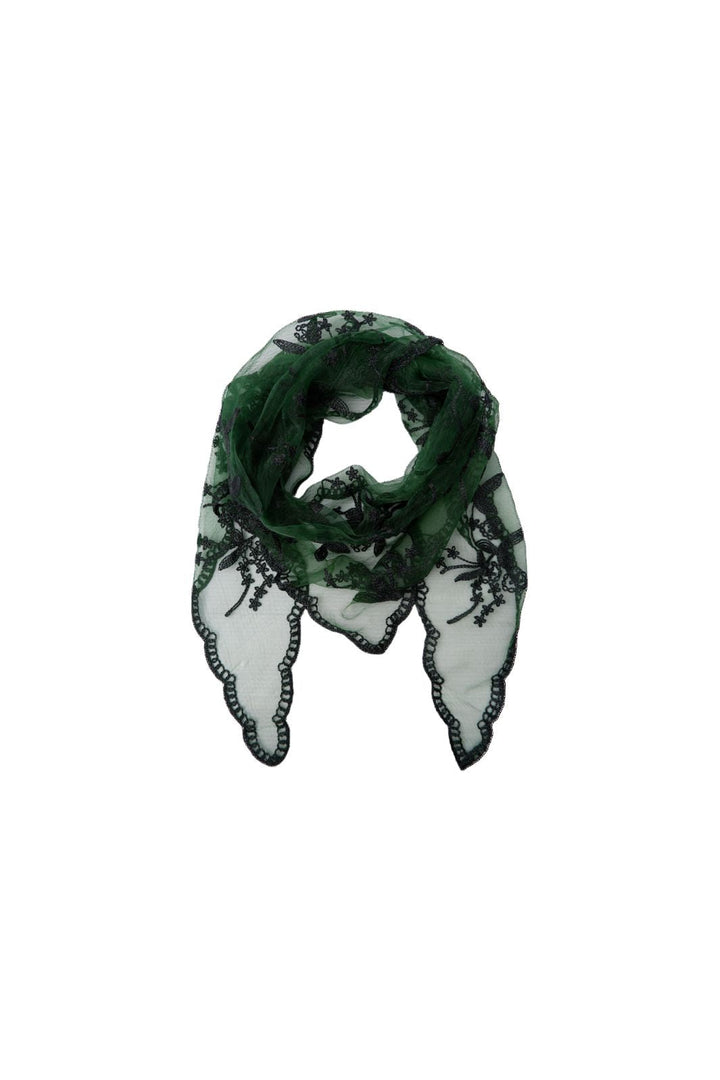 Black Colour - Bcmiriana Triangle Lace Scarf 3643 - Bottle Green