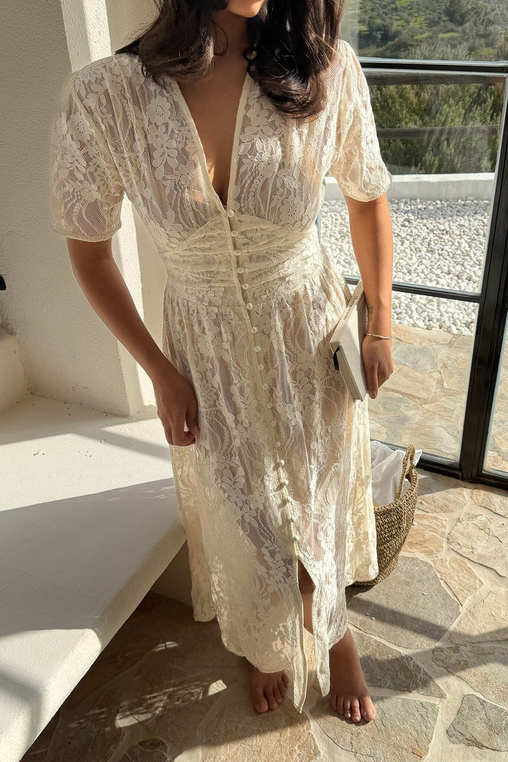 BYIC - Adeliaic Long Dress A23876 - Off White Lace Kjoler 