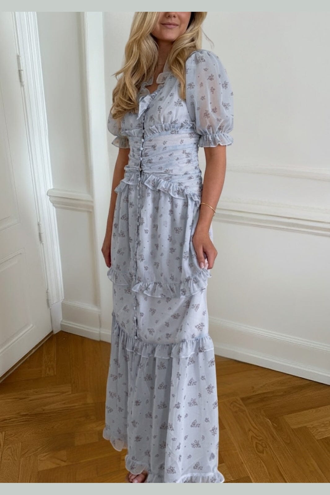 BYIC - Arielic Long Dress A25193 - Blue Flower Print