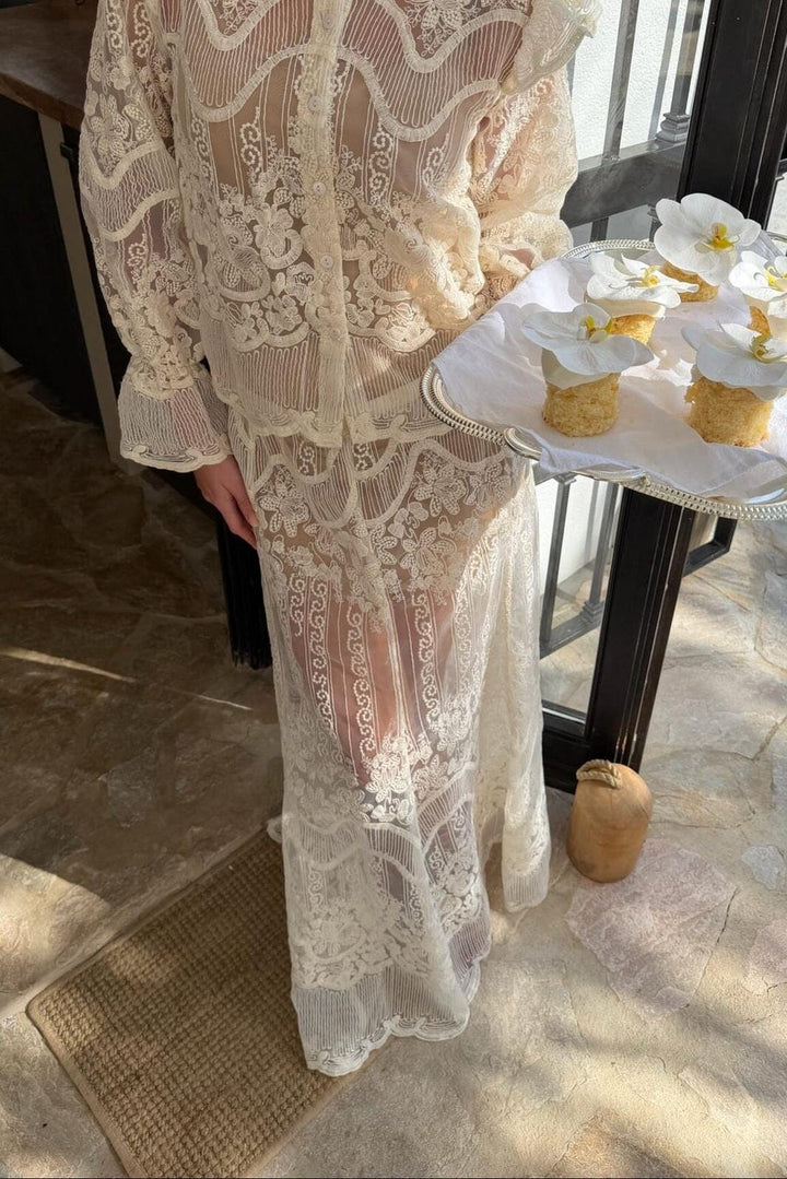 BYIC - Ellinoric Lace Maxi Skirt 2565 - Off White Nederdele 