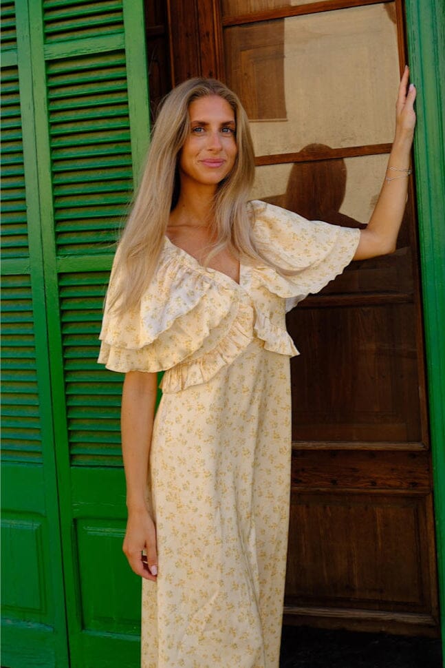 BYIC - Marthaic Maxi Dress A23935 - Yellow Flower Print Kjoler 