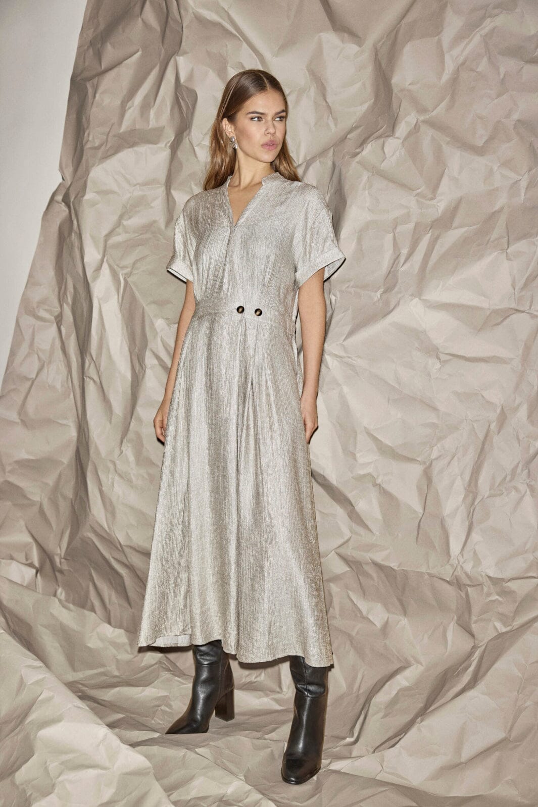 Co´Couture - Chercc Wrap Ss Dress 46124 - 930 - Silver Kjoler 