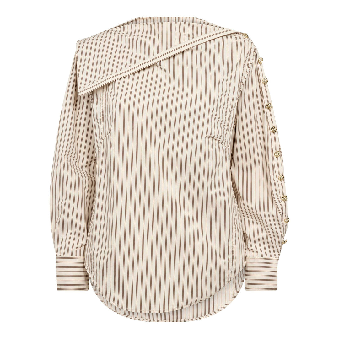 Co´Couture - Dalmacc Asym Button Blouse 500565 - 20016 - Bison Bluser 