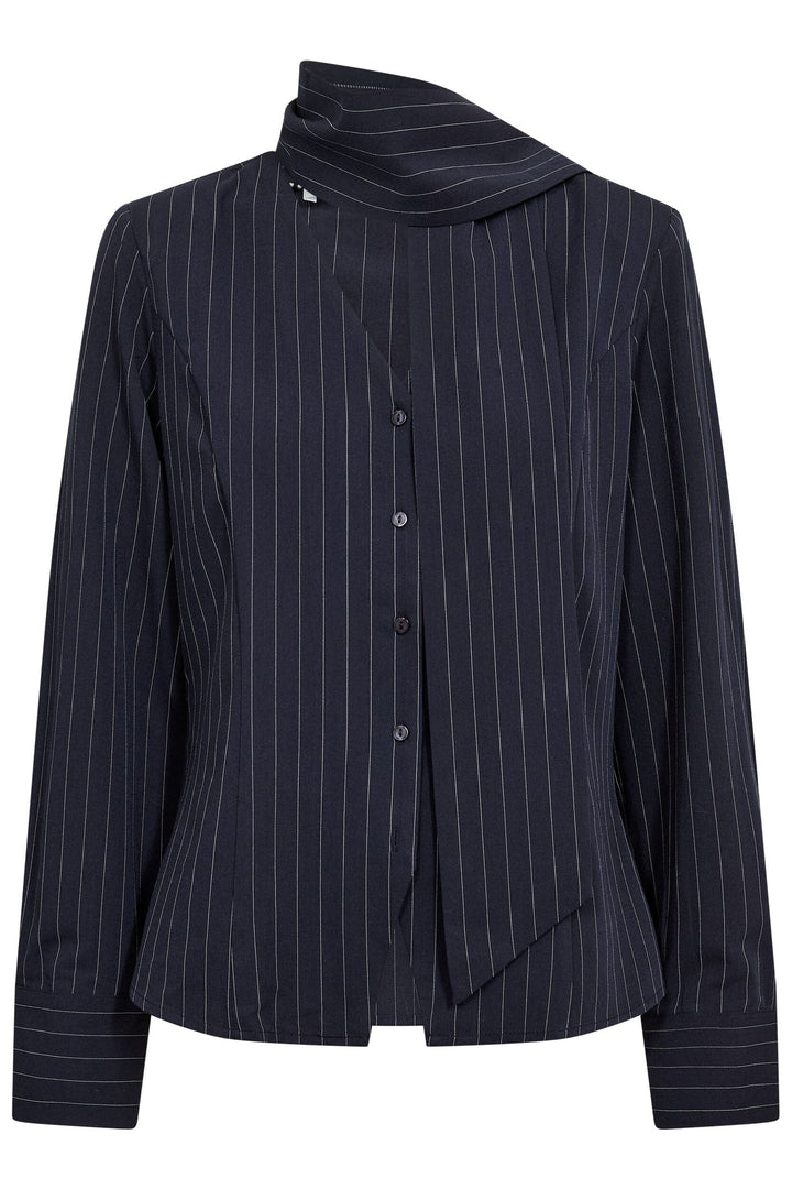 Co´Couture - Licacc Pin Scarf Shirt 500500 - 40007 - Navy Tørklæder 