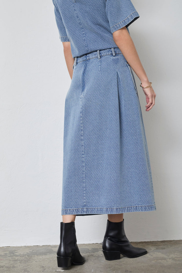 Co´Couture - Lovacc Anya Pleat Skirt 44028 - 552 - Denim Blue Nederdele 