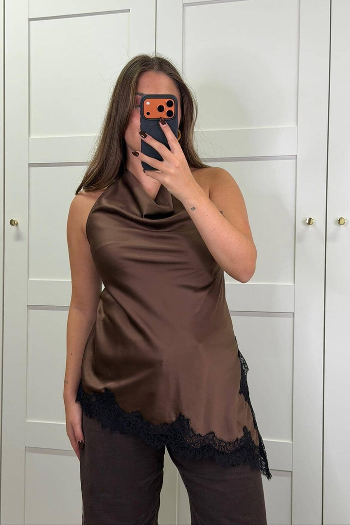 Dear Molly - Halterneck Lace - Brown 