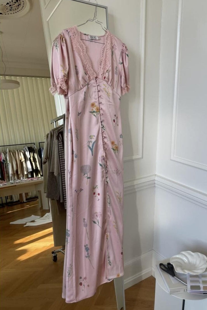 BYIC - Agneteic Long Dress A23810 - Pink Flower Print