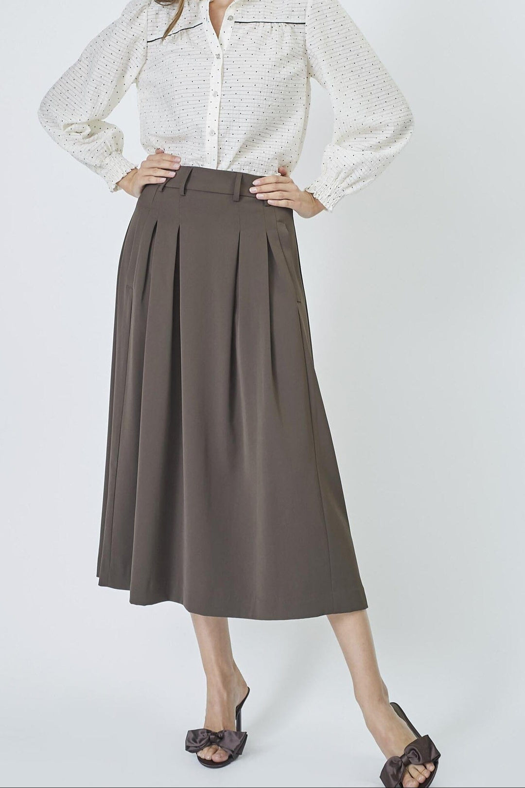 Forudbestilling - Co´Couture - Anyacc Pleat Skirt 34178 - 83 Mocca Nederdele 