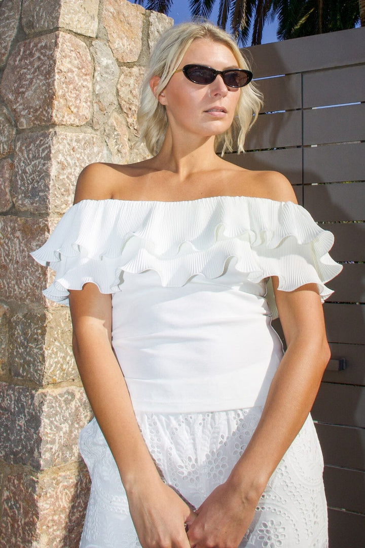 Forudbestilling - Cras - Flounce Top C424 - 1007 - 1007 Off White Toppe 