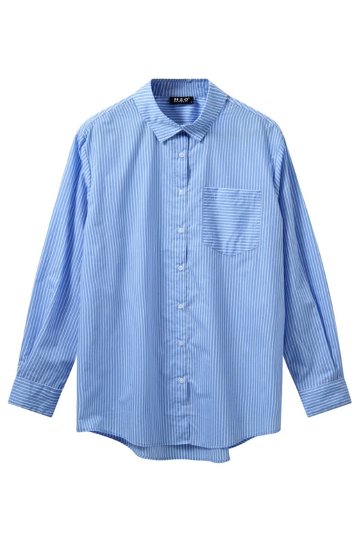 H2O - Rønne Essential Pajamas Shirt L/S 101018-2 - 7044 - Sky Blue/White