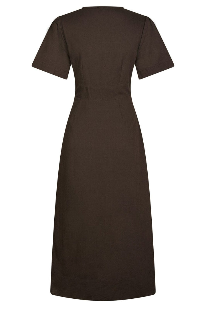 Forudbestilling - Neo Noir - Ilsie Linen Dress 166101 - 676 - Dark Brown