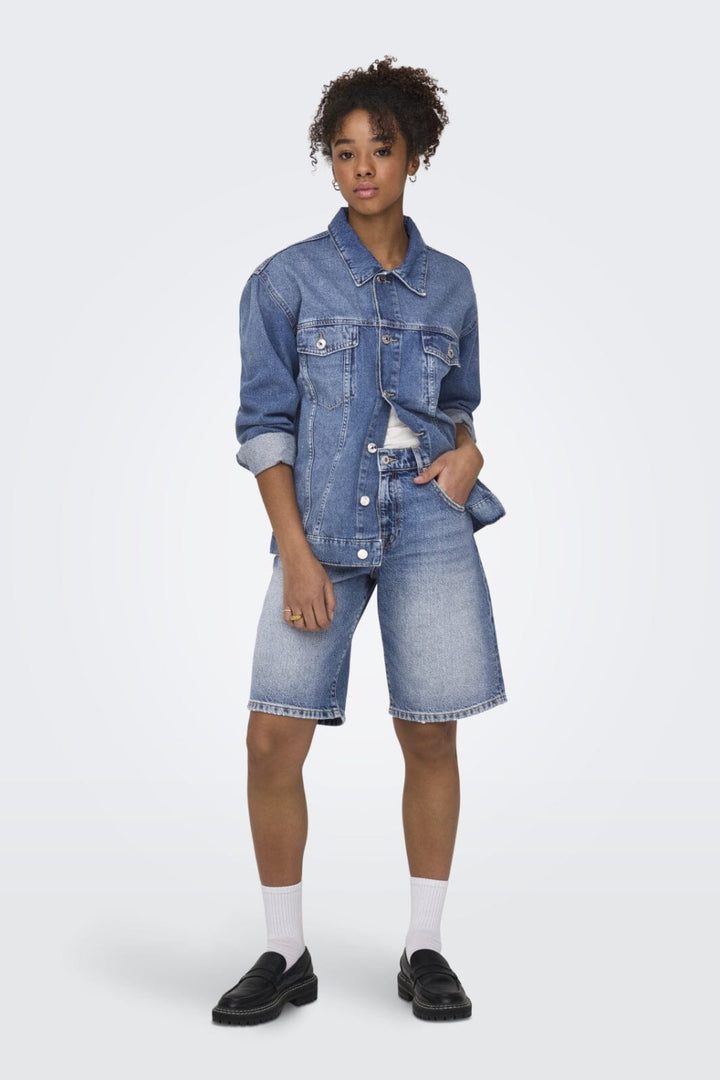 Forudbestilling - Only - Onlmate Reg Baggy Long Shorts - 4674440 Medium Blue Denim