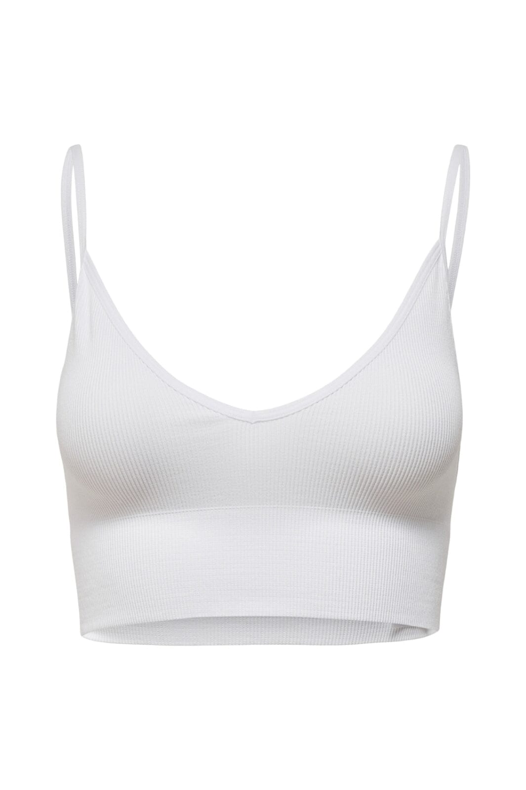 Only - Onlvicky Rib Seamless Vneck Top Acc - 3799604 Bright White