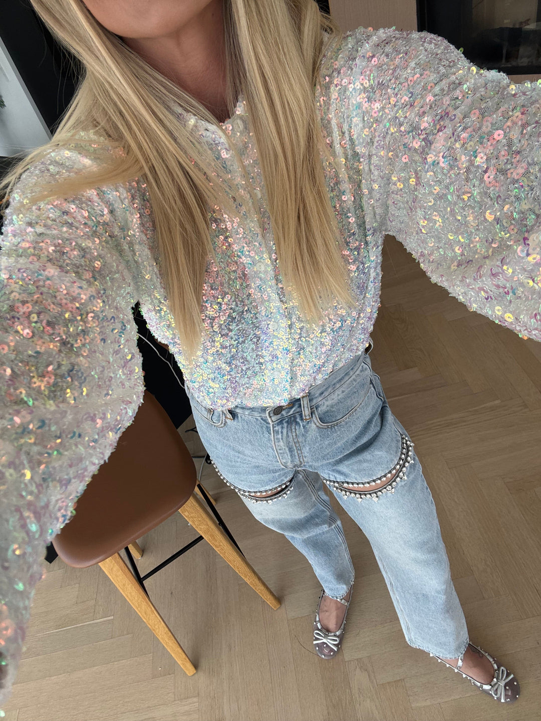 Forudbestilling - Valentin Studio - Classy Sequins Shirt - offwhite Skjorter 