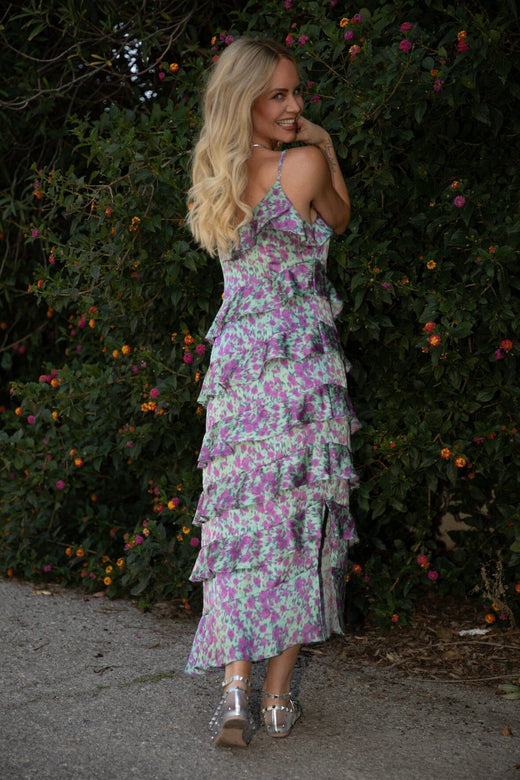 Forudbestilling - Valentin Studio - Ruffle Wild Garden Dress 165477 - 146 - Turquoise Kjoler 