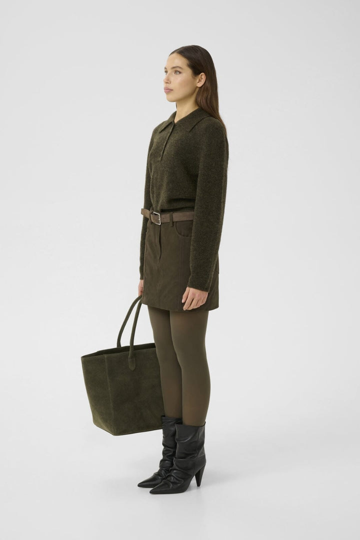 Gestuz - Gzalpha Polo Pullover 10910589 - 108311 - Olive Mélange Strikbluser 