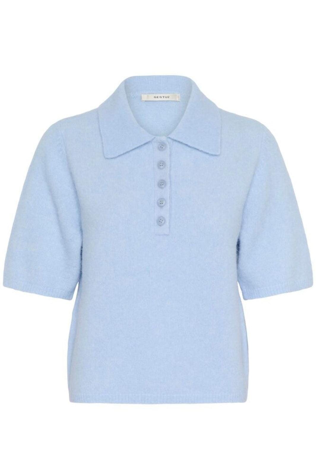 Gestuz - Gzalpha Ss Polo Pullover 10910852 - 108869 - Centaurea Mélange Strikbluser 