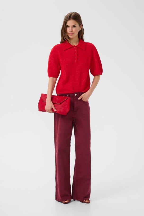 Gestuz - Gzalpha Ss Polo Pullover 10910852 - 109238 - Postbox Mélange Strikbluser 