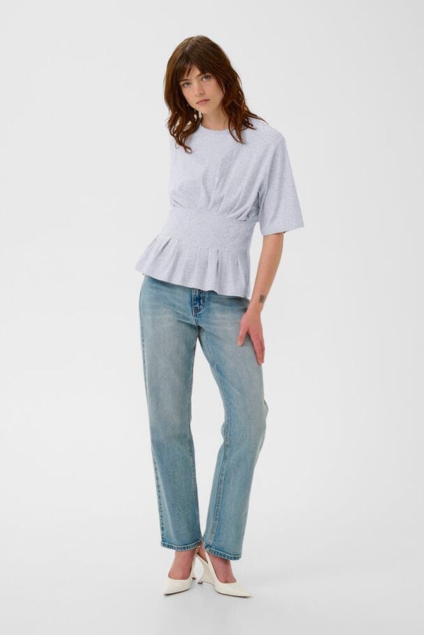 Gestuz - Gzinez Tee 10910147 - 108958 - Ultra Light Grey Mélange Bluser 