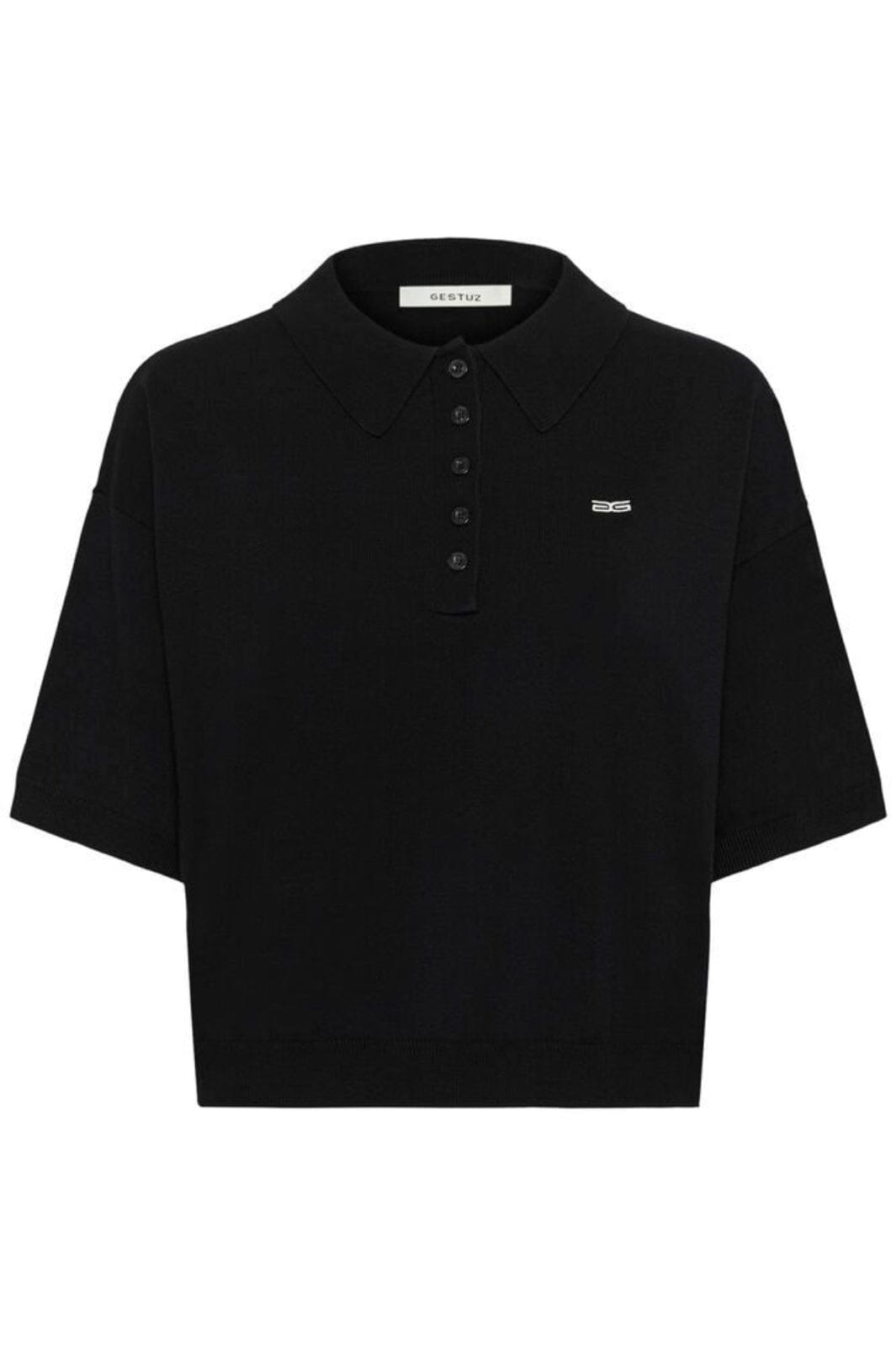 Gestuz - Gztalla Ss Polo Pullover 10910940 - 100017 - Black Strikbluser 