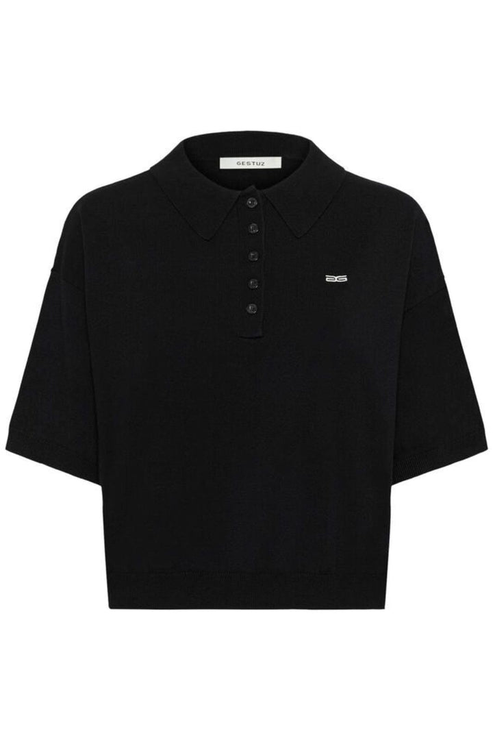 Gestuz - Gztalla Ss Polo Pullover 10910940 - 100017 - Black Strikbluser 