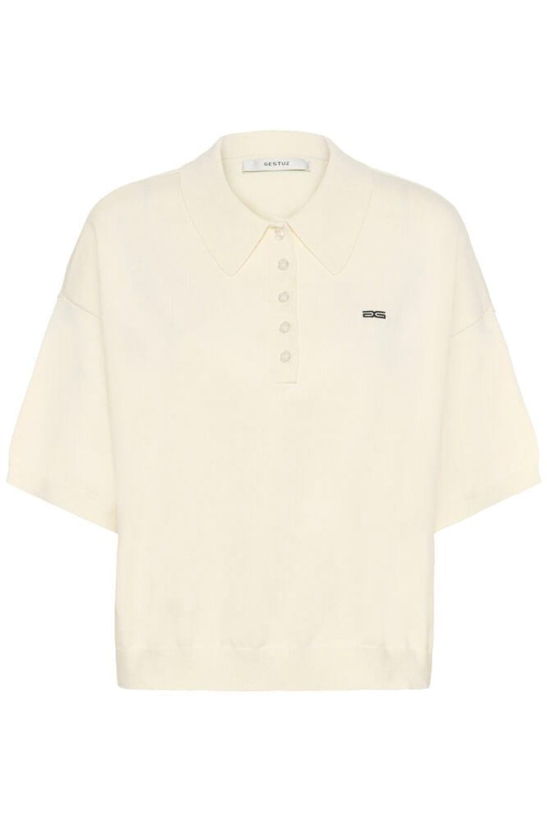 Gestuz - Gztalla Ss Polo Pullover 10910940 - 110103 - Egret Strikbluser 