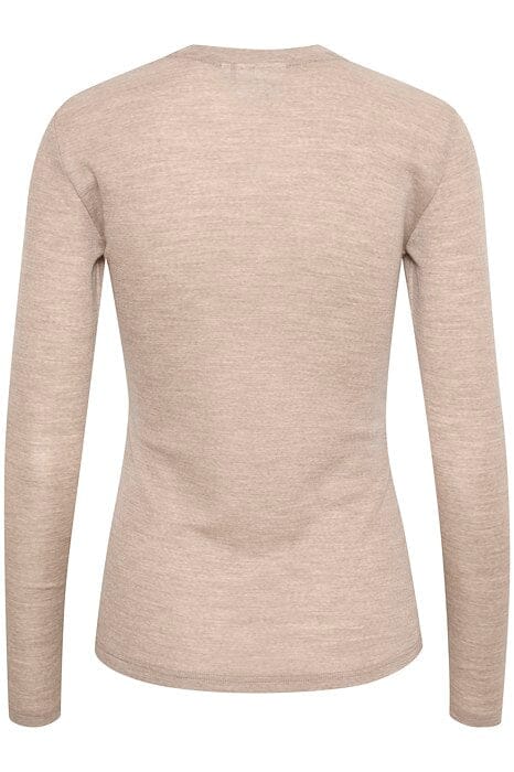 Gestuz - NiniaGZ ls wool roundneck - Sand melange 