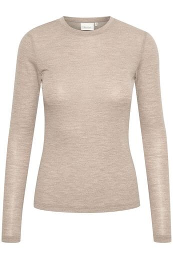 Gestuz - NiniaGZ ls wool roundneck - Sand melange Bluser 