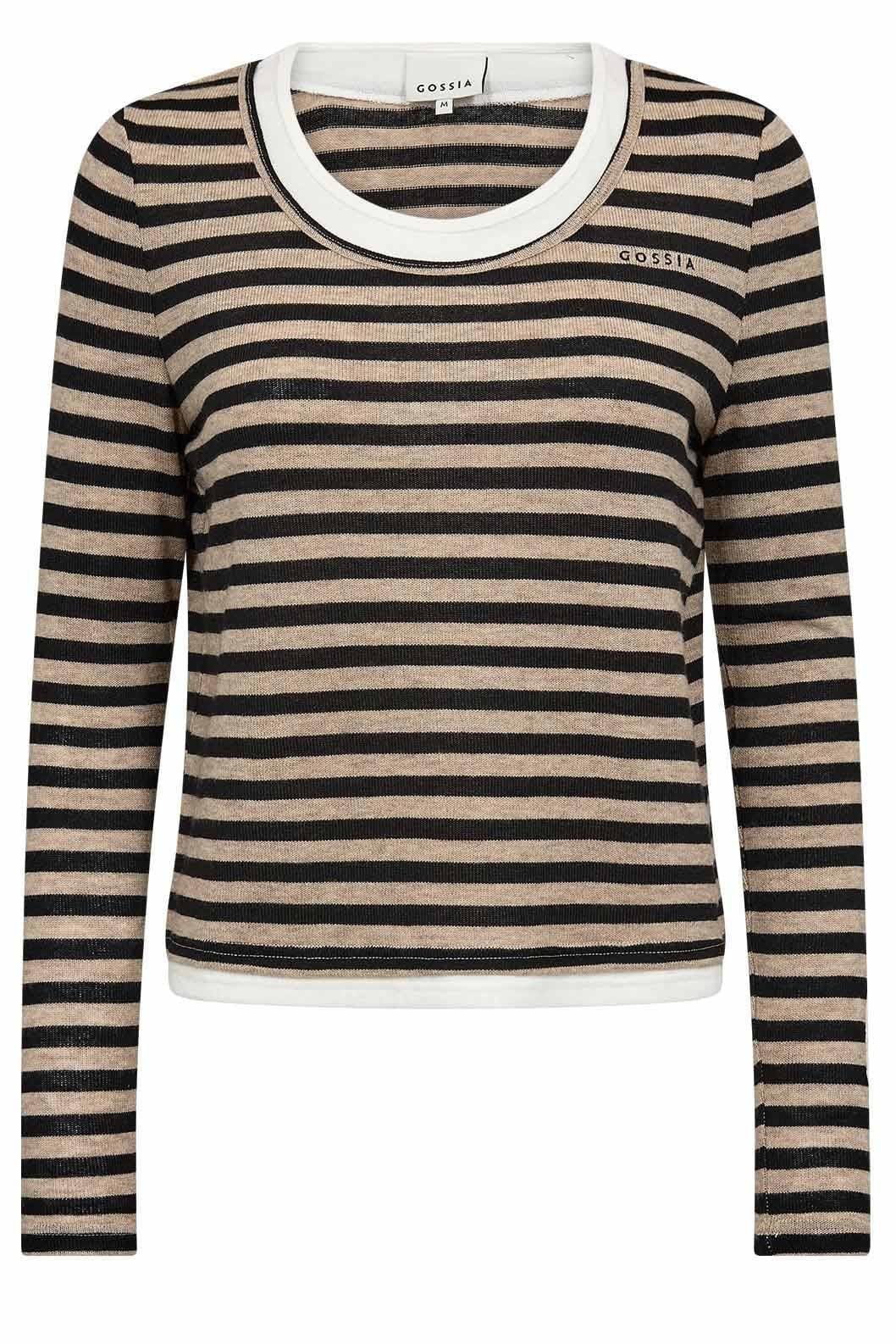 Gossia - Elmago Blouse G3119 - Sand Brown Stripes Bluser 