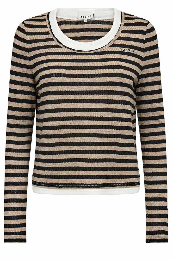 Gossia - Elmago Blouse G3119 - Sand Brown Stripes Bluser 