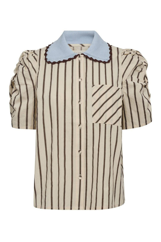 Gossia - Mullego Jo Blouse G2874 - Off-White/Brown Stripes Bluser 