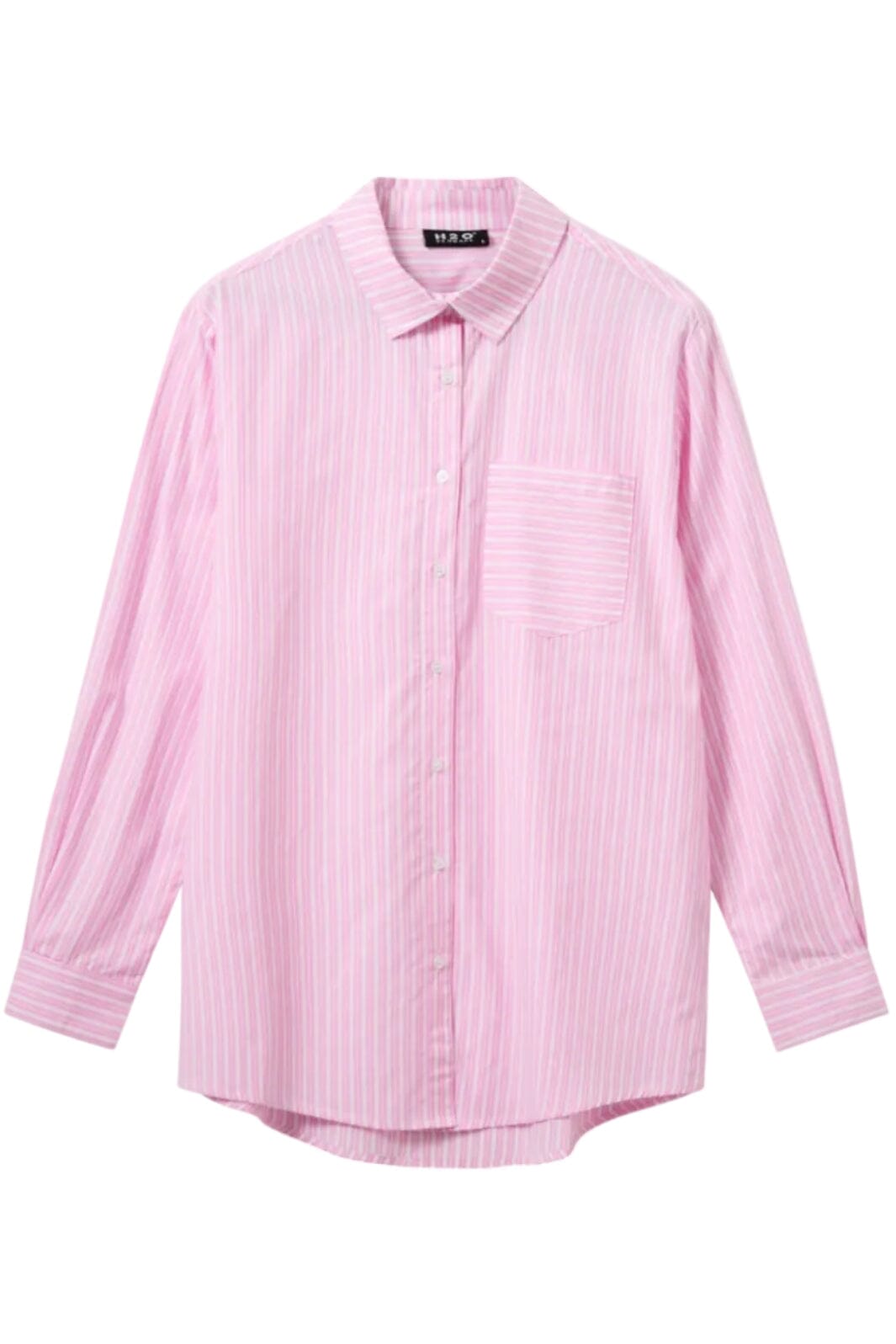 H2O - Rønne Essential Pajamas Shirt L/S 101018-1 - 7093 - Pink/White Skjorter 