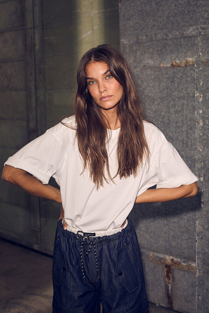 Haute L'Amitié - Back Logo Loose Tee HL10410 - White/Black Print T-shirts 