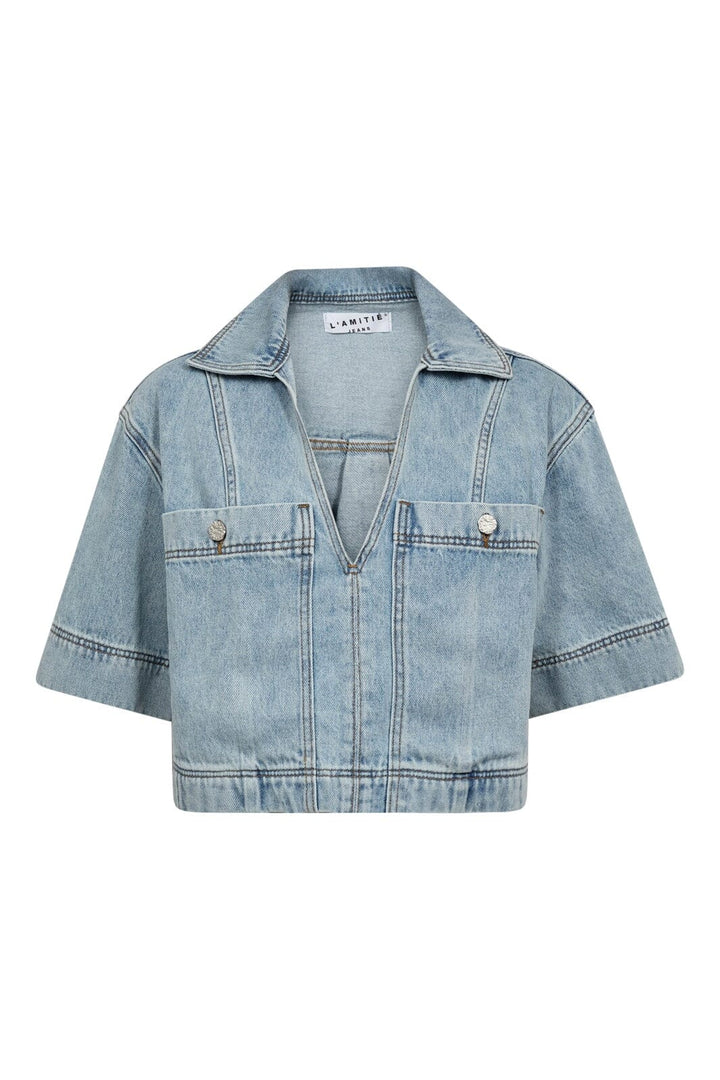 Haute L'Amitié - Drew Denim Top HL10626 - Bleached Denim