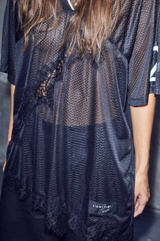 Haute L'Amitié - Drift Asym Lace Tee HL10553 - Black T-shirts 