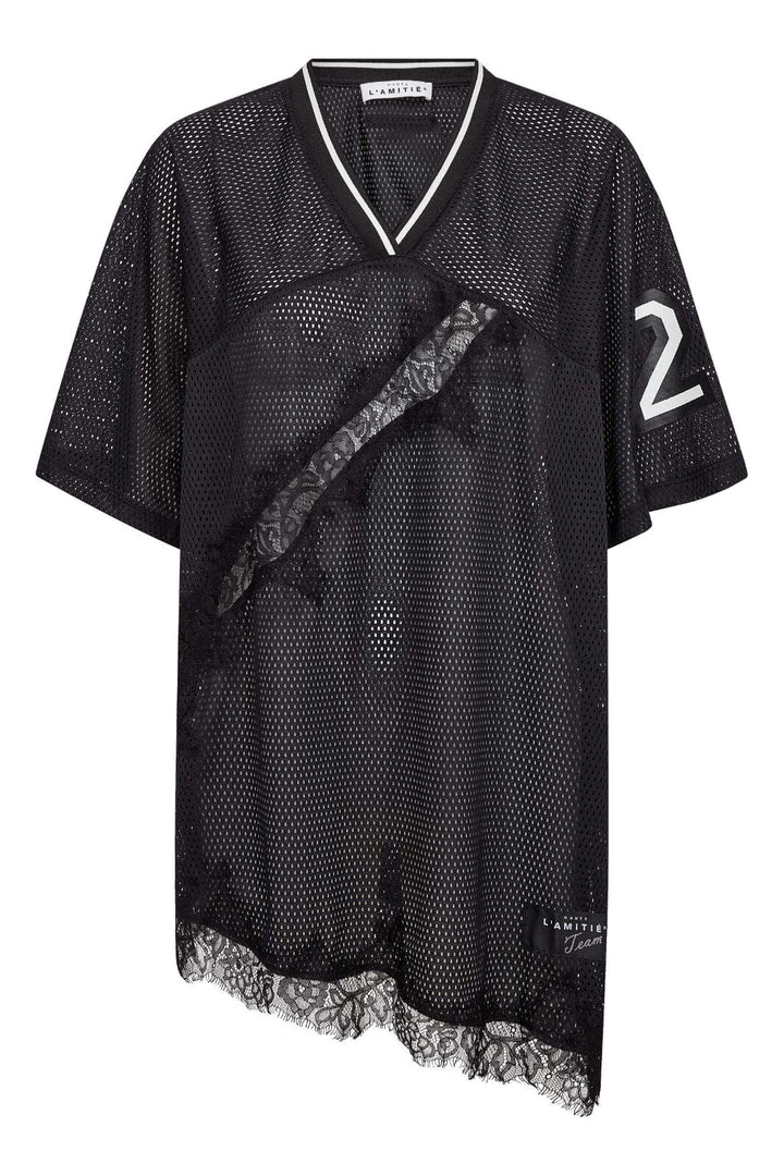 Haute L'Amitié - Drift Asym Lace Tee HL10553 - Black T-shirts 
