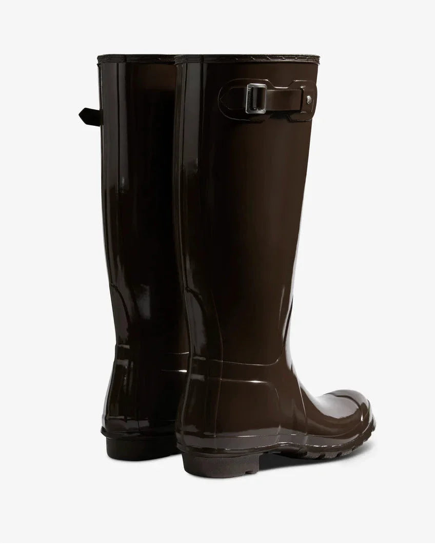 Hunter - Womens Original Tall Gloss Boot Wft1000rglcb - Chocolate Brown Gummistøvler 