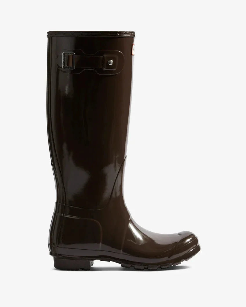 Hunter - Womens Original Tall Gloss Boot Wft1000rglcb - Chocolate Brown Gummistøvler 